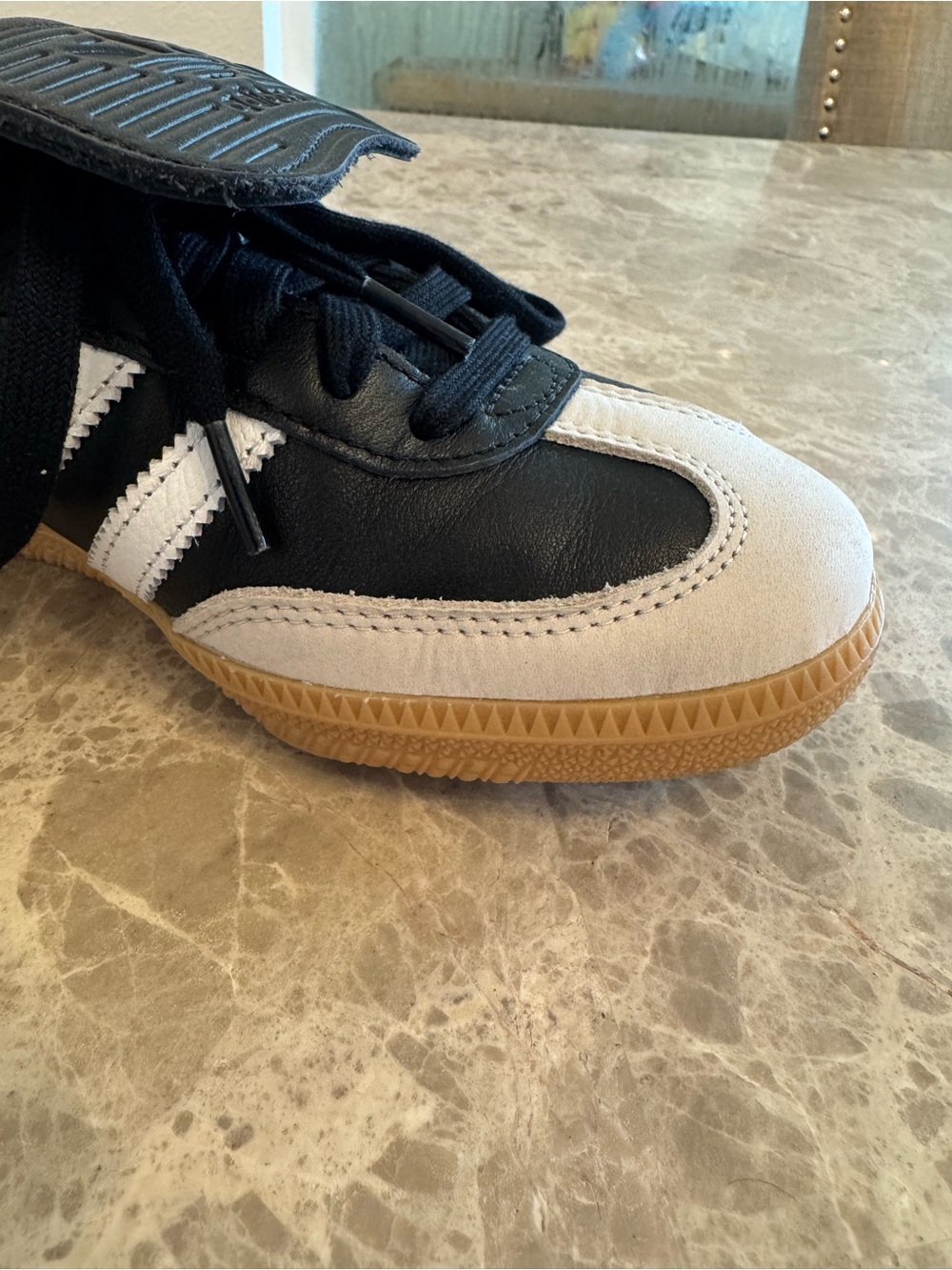 adidas Samba Long Tongue Shoes Core Black White Cloud Gold Metallic M 6.5/W 7.5 - Picture 8 of 15